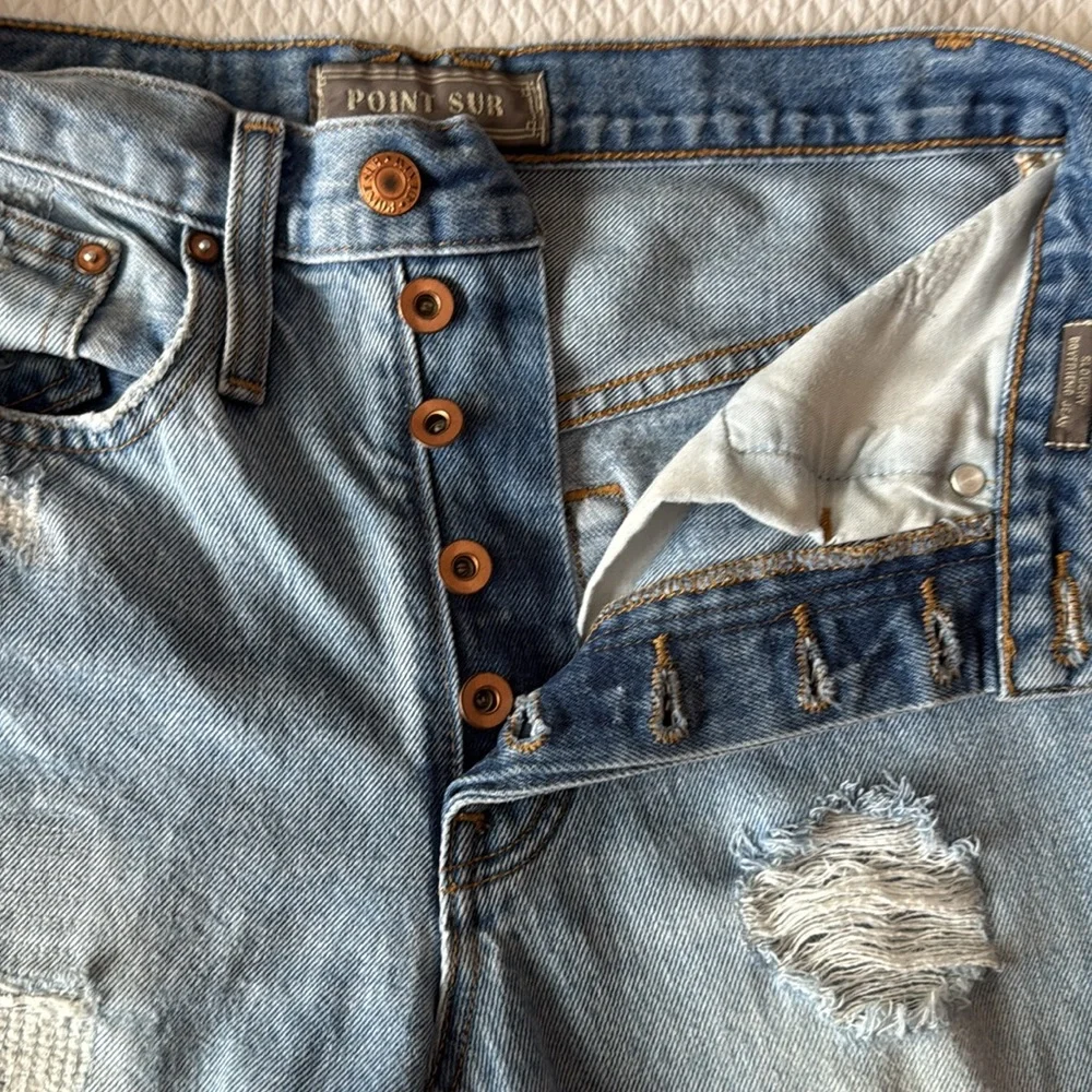 Point Sur‎ for J.Crew Slouchy Boyfriend Light Wash Distressed Jean Size 24